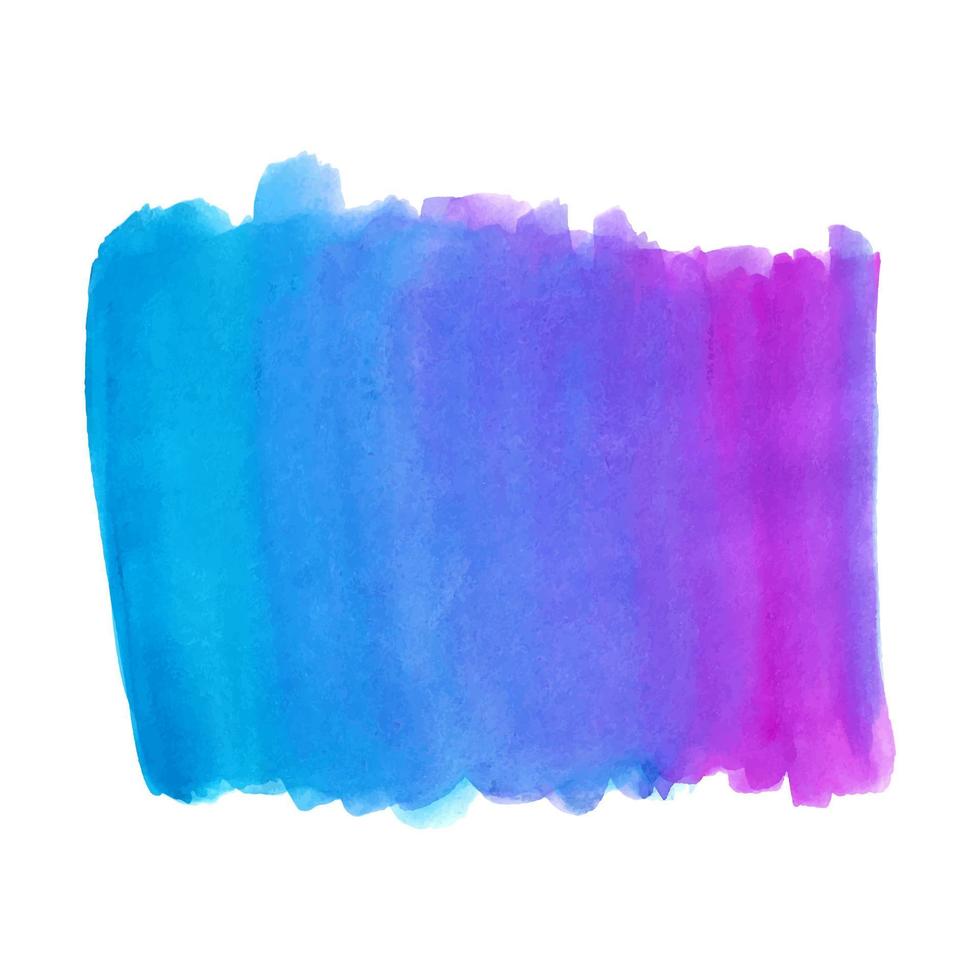 Watercolor abstract blue-pink stain isolated on white background. Hand drawn vector of brush strokes.