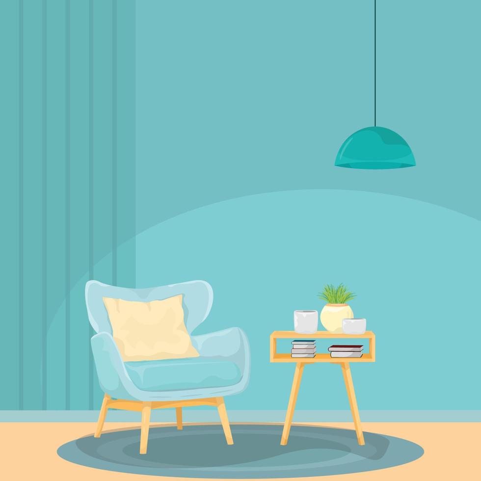 ilustración de diseño de interiores con sillón vector