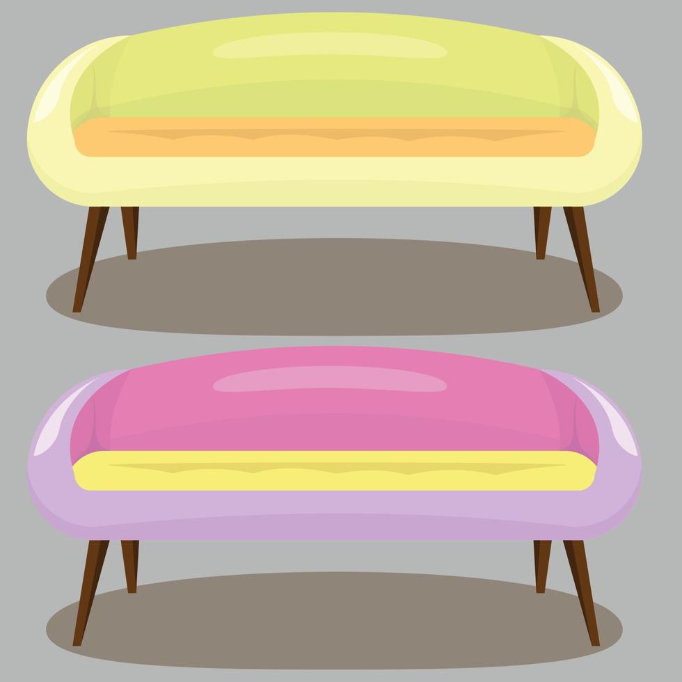 Modern Sofa in Different Colors Illustration vector