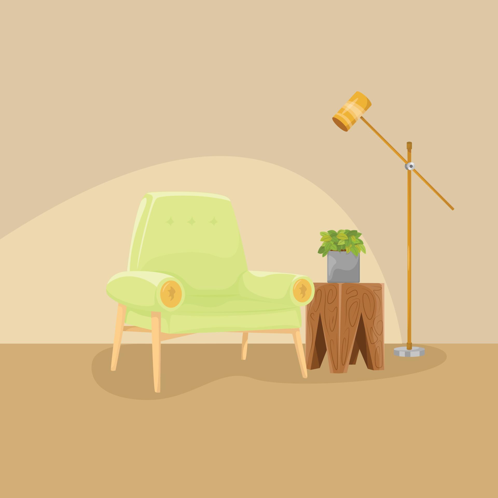 Illustration of Modern Living Room in Flat Design 13360117 Vector Art