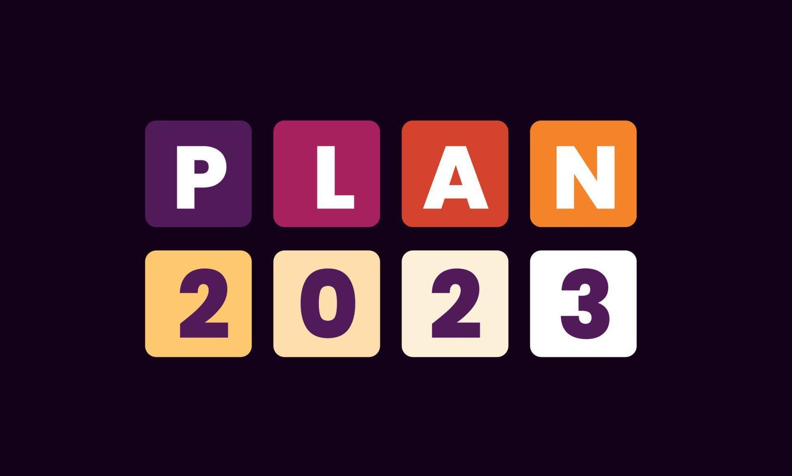 feliz año nuevo plan 2023 plantilla de fondo colorido. vector