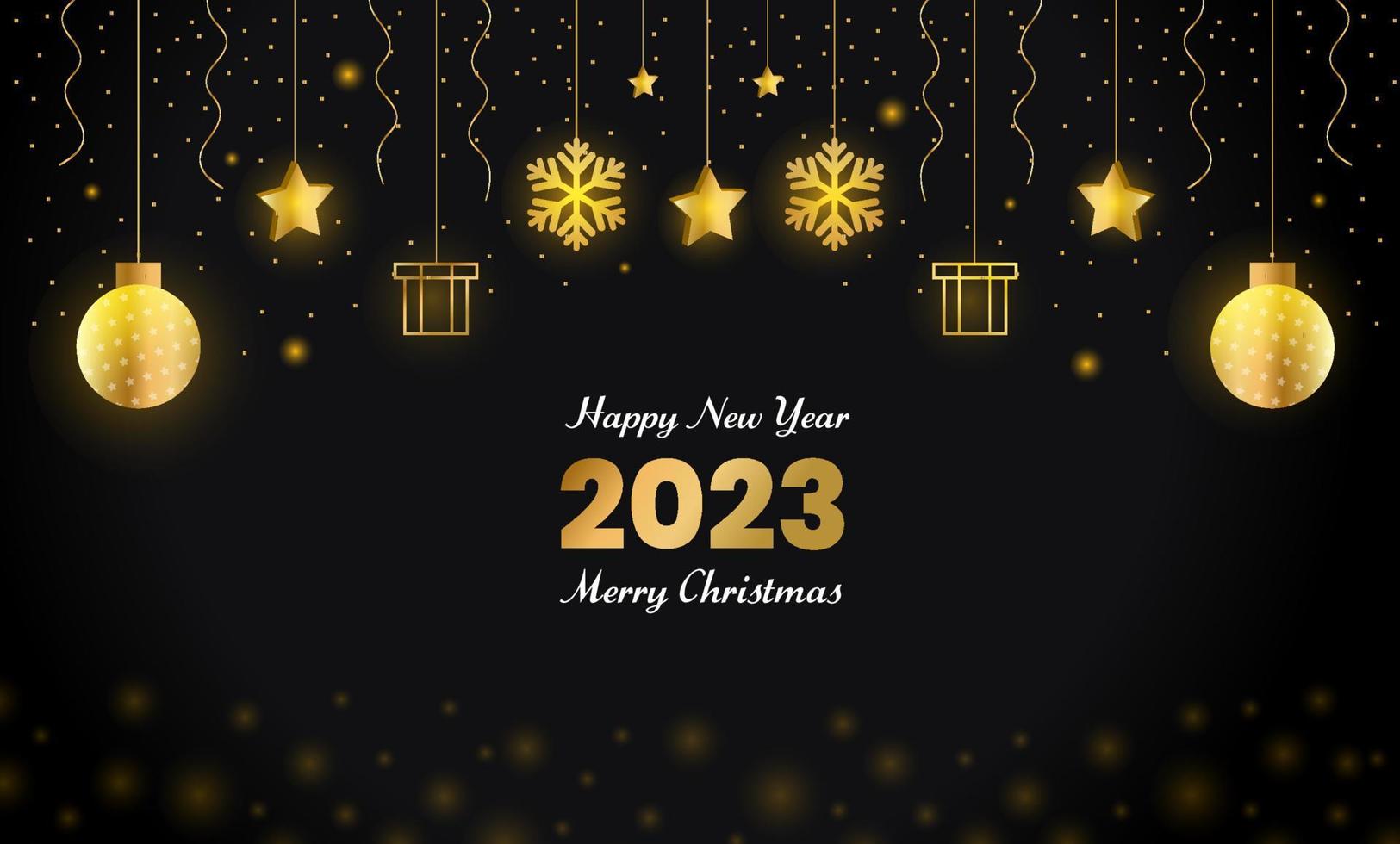 Happy New Year 2023 and merry Christmas Background Template. vector