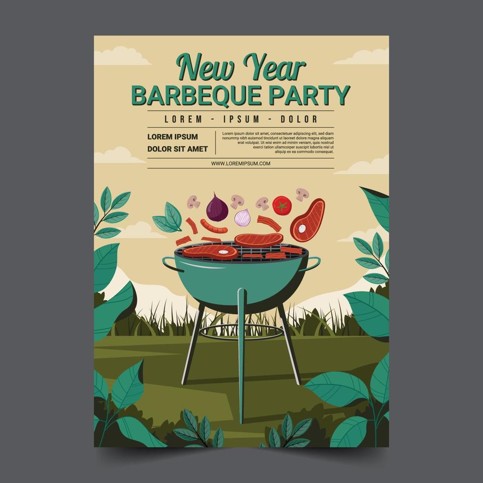 plantilla de póster de fiesta de barbacoa vector