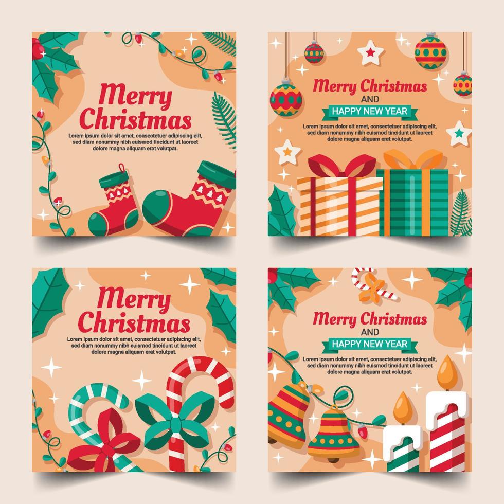 conjunto de plantillas de tarjetas de navidad vector