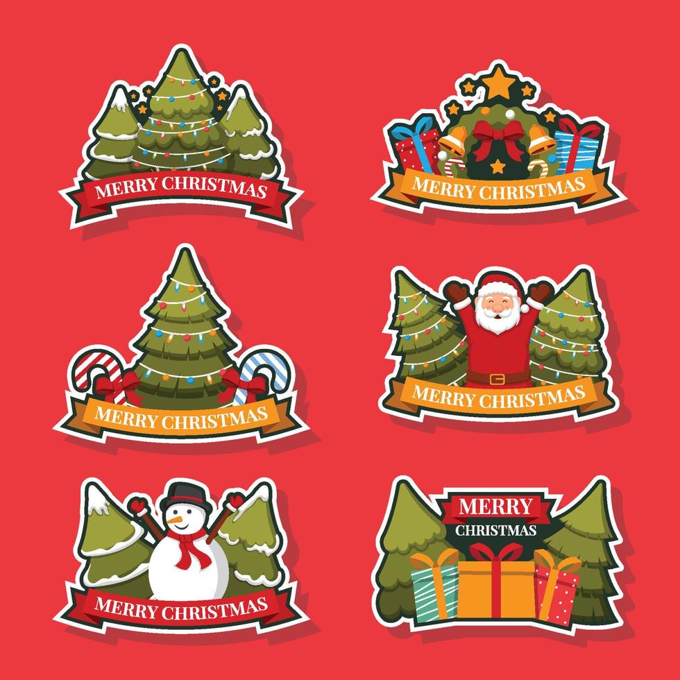 Set of Christmas Greetings Stickers vector