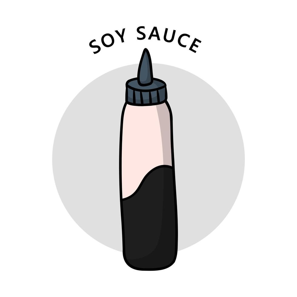 Soy Sauce Logo. Food and Drink Illustration. Bottle seasoning Icon Symbol vector