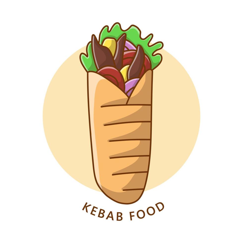 logotipo de carne de kebab. ilustración de comida y bebida. símbolo de icono de comida de comida turca vector