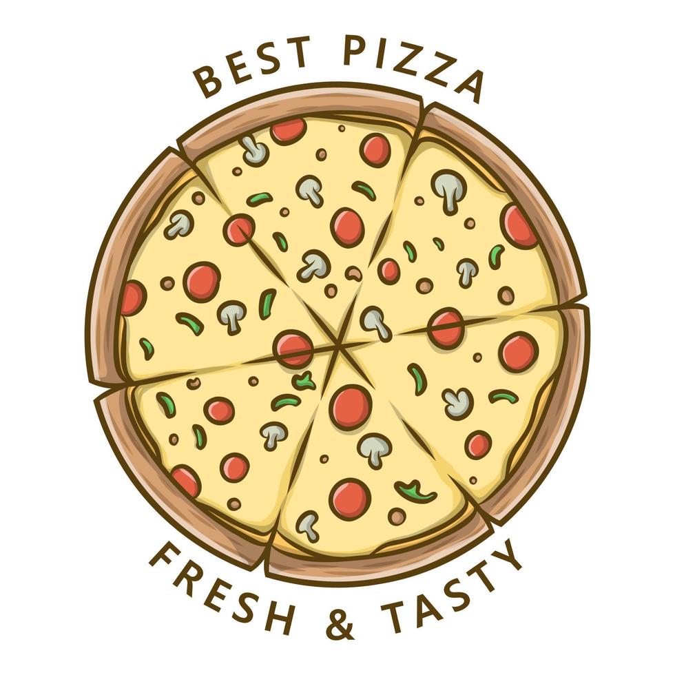 logotipo de comida rápida de pizza. ilustración de comida y bebida. símbolo de icono de restaurante pizzería vector