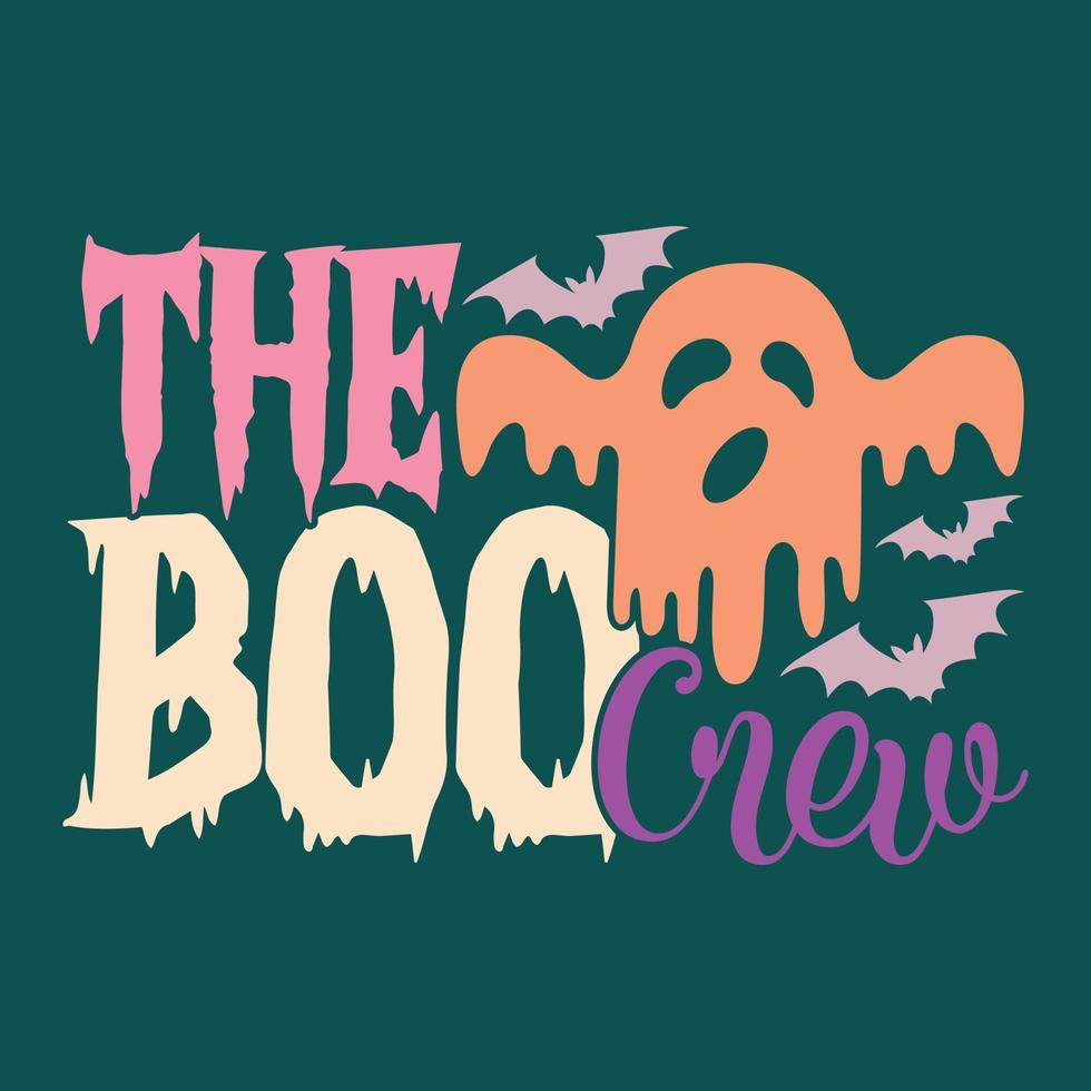 The Boo Crew, spider and cobweb, Pumpkin For Halloween T shirt Design Saying vector