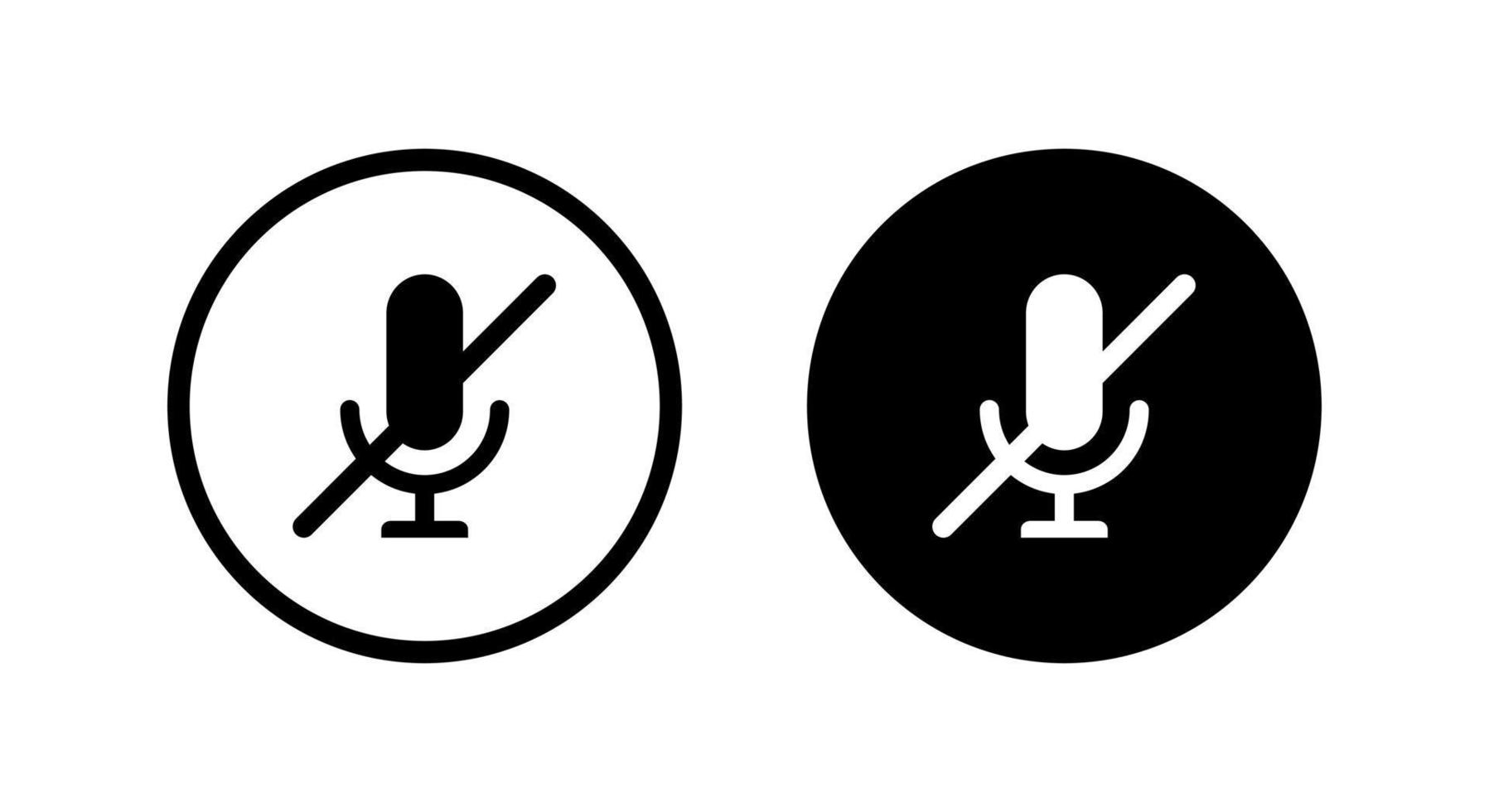 Mute microphone, no mic icon vector isolated on circle background