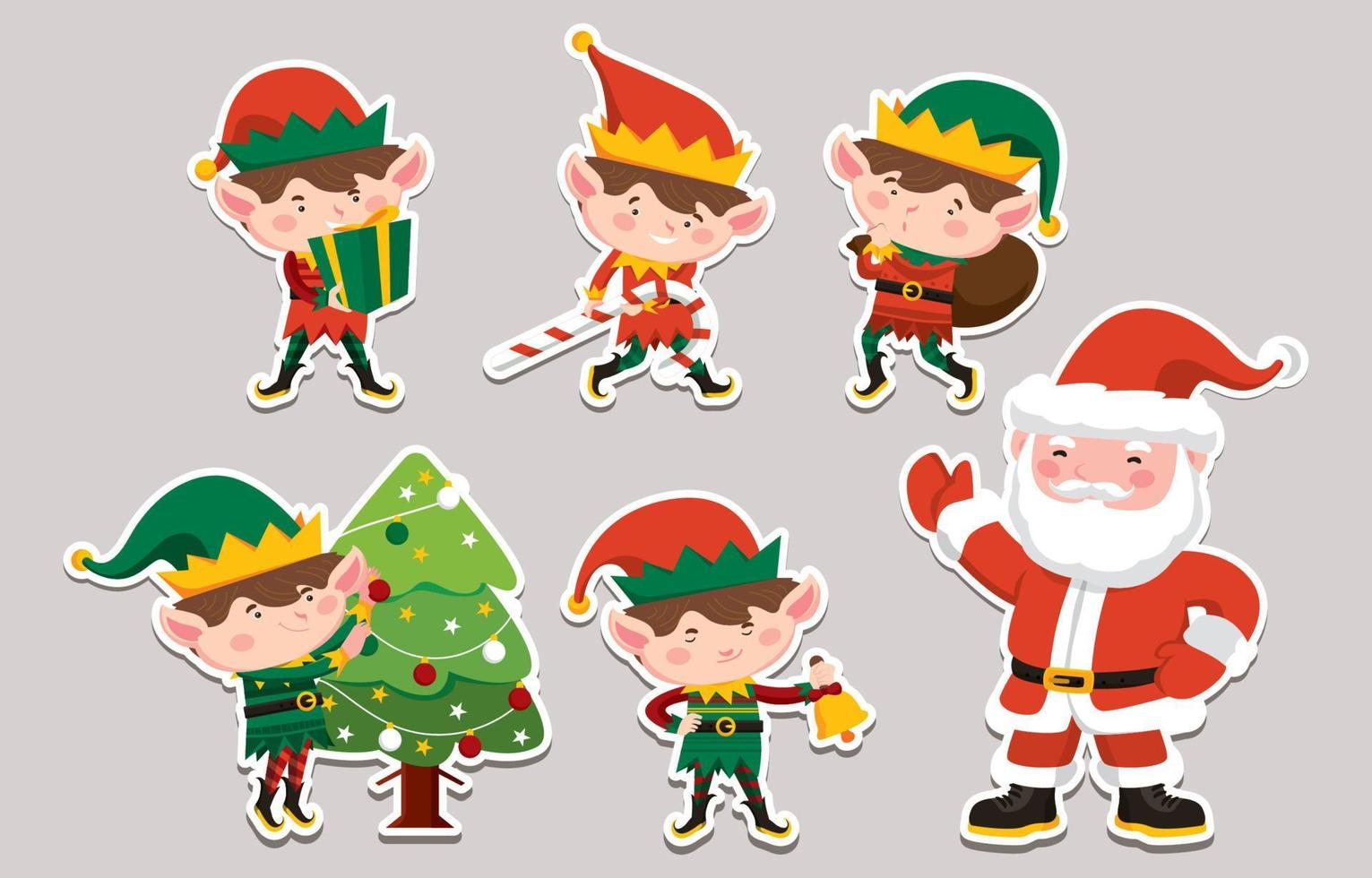 Santa And Helper Sticker Character Concept vector