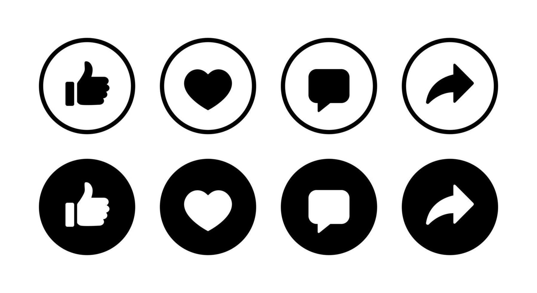 Like, love, comment, and share icon vector isolated on circle ...