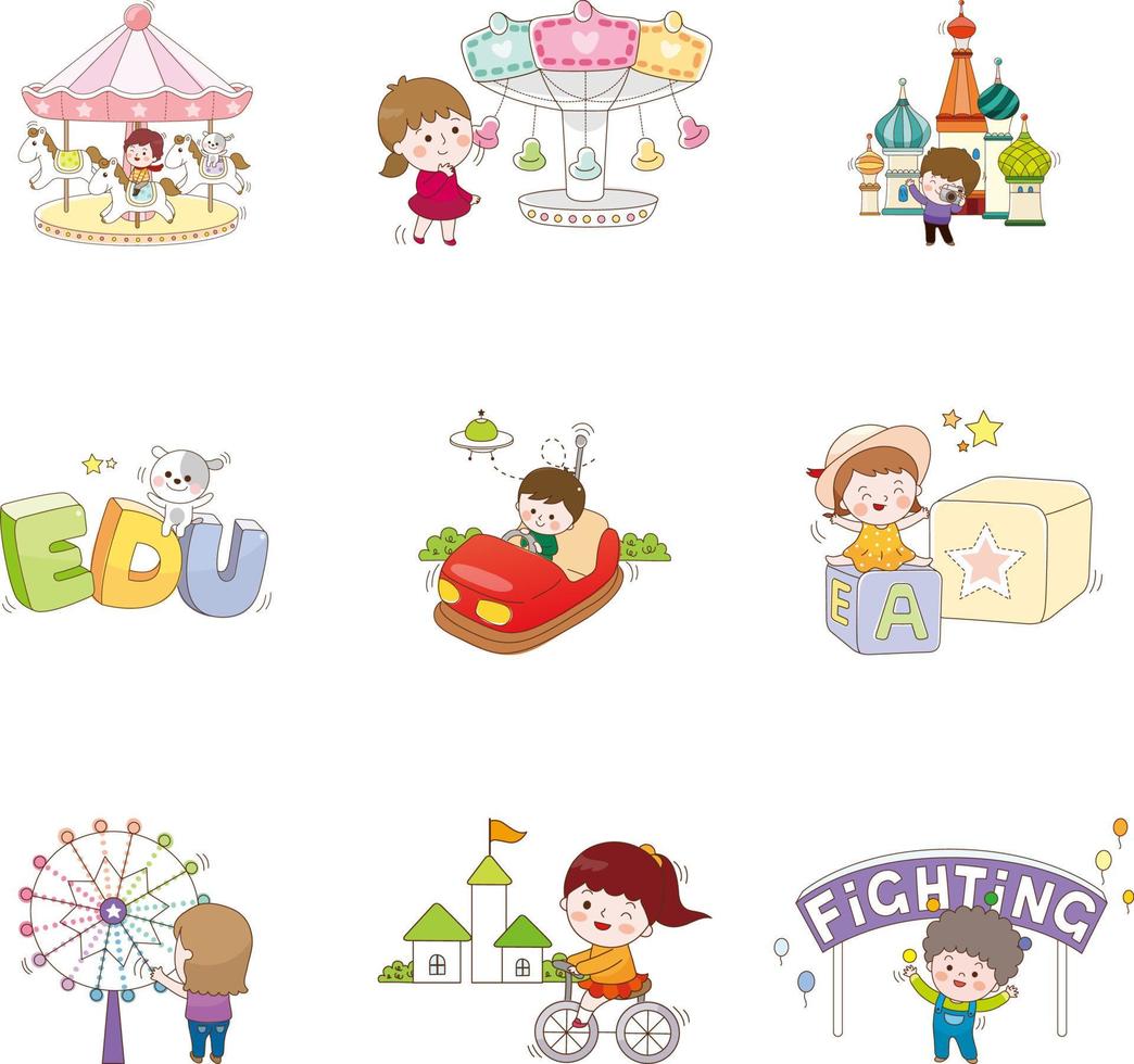 conjunto de ilustración de vector de niños