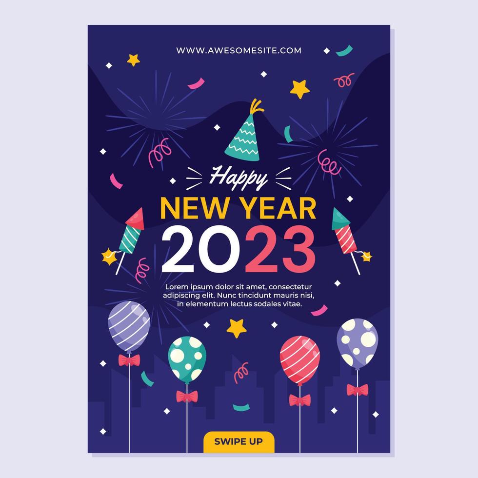 plantilla de póster de año nuevo 2023 vector