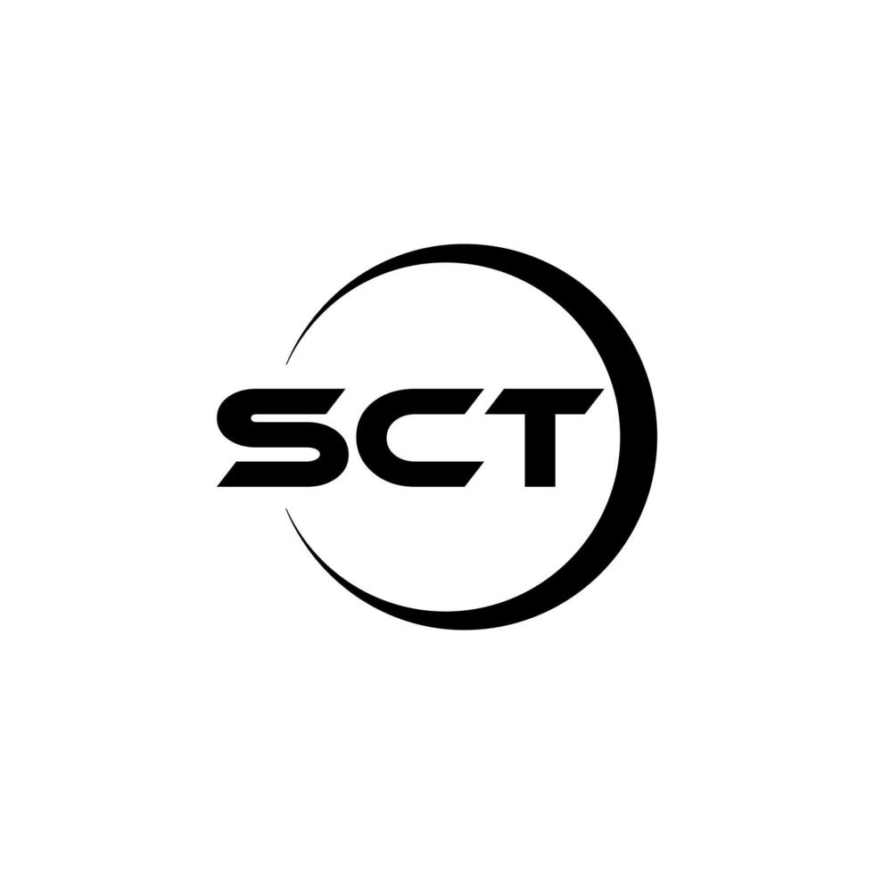 SCT letter logo design in illustrator. Vector logo, calligraphy designs for logo, Poster, Invitation, etc.