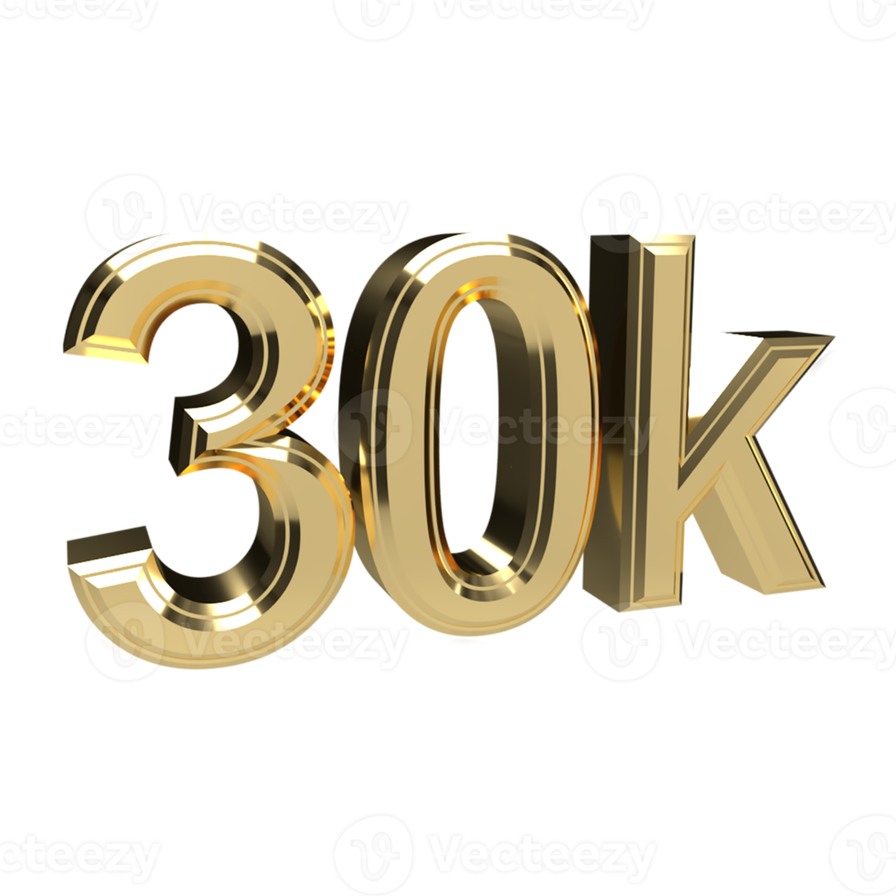 30 thousand gold number. 3d render png