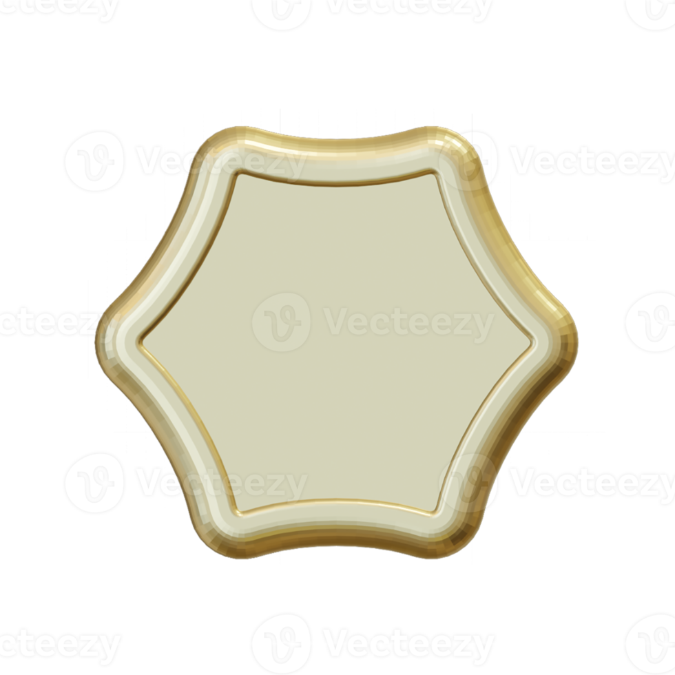 blank gold labels and badge. 3d render png