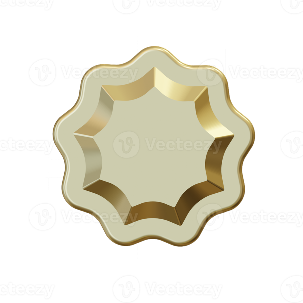 vuoto oro etichette e distintivo. 3d rendere png