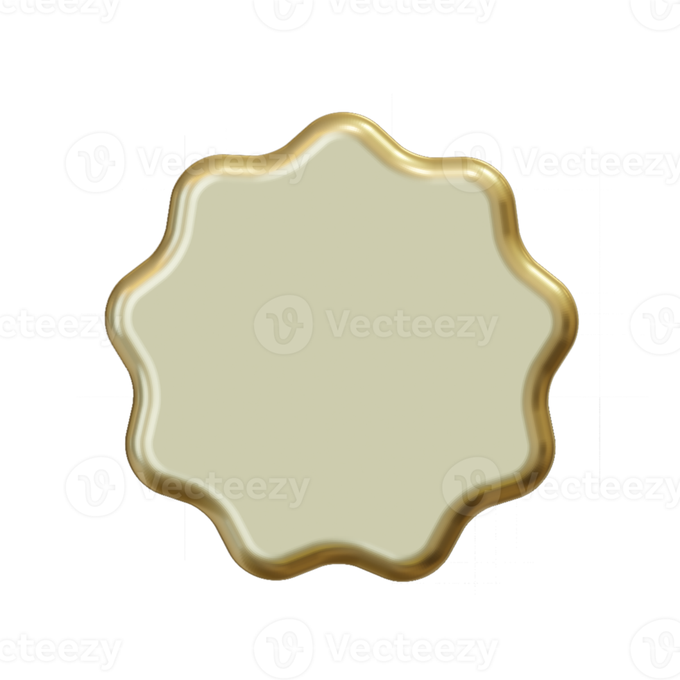 blank gold labels and badge. 3d render png