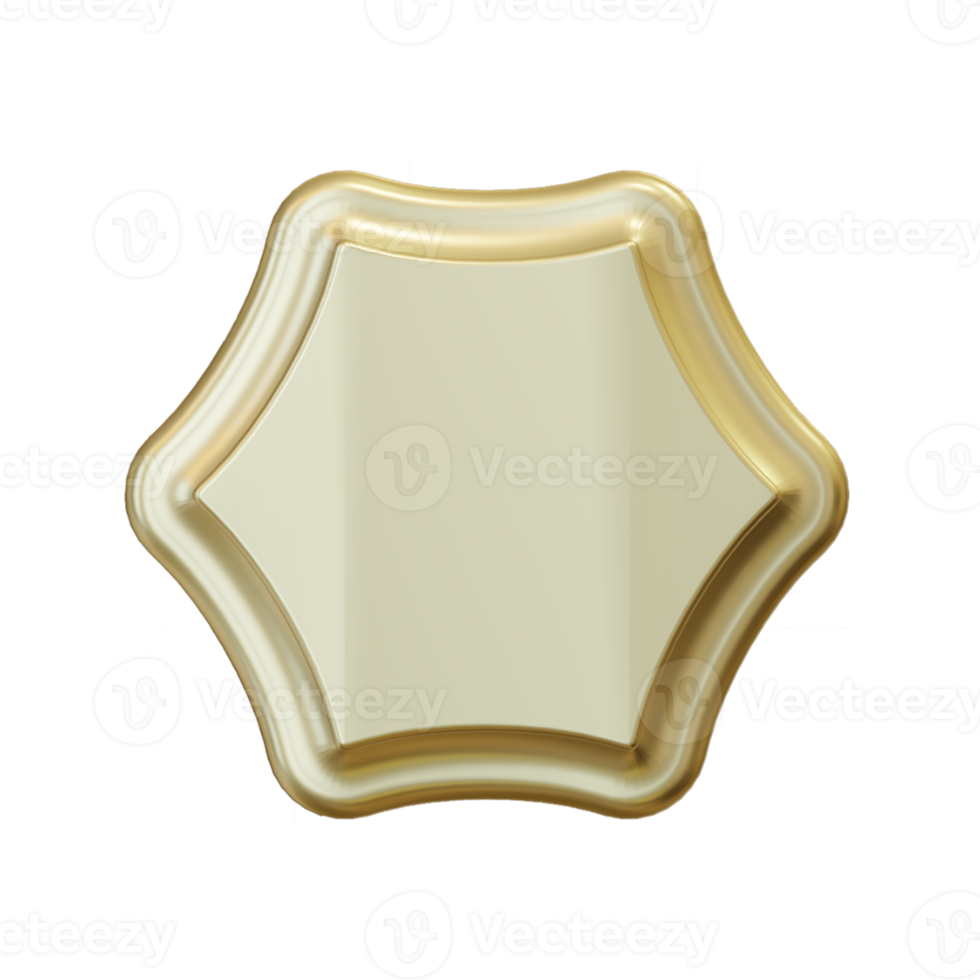 vuoto oro etichette e distintivo. 3d rendere png