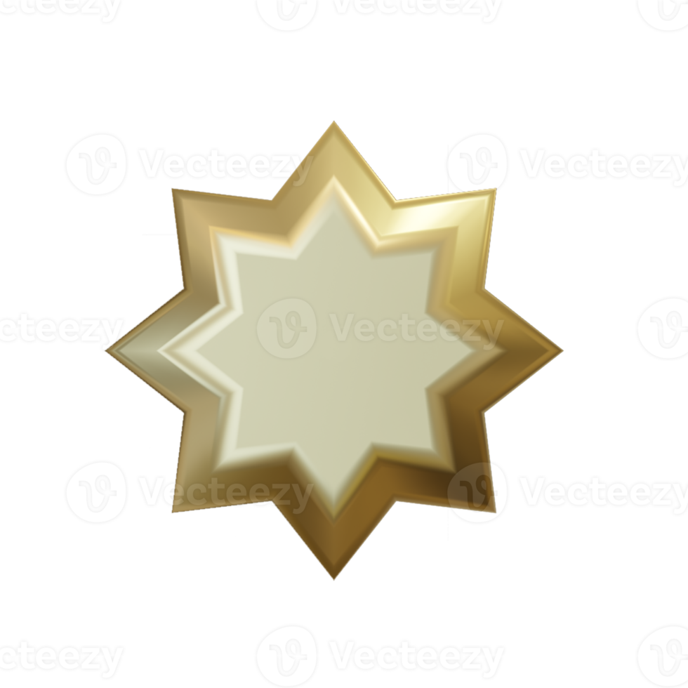 blank gold labels and badge. 3d render png