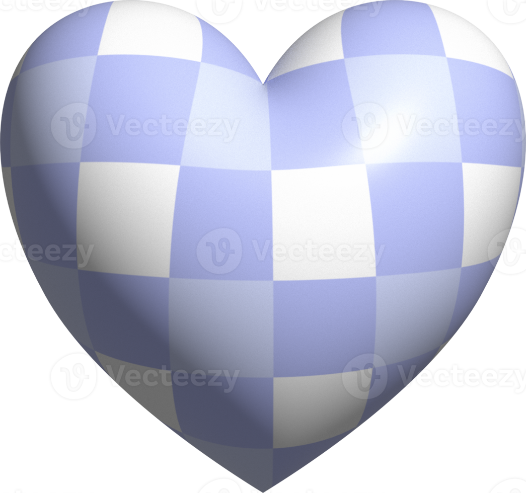 aesthetic cute 3d checkers checkerboard heart shape png