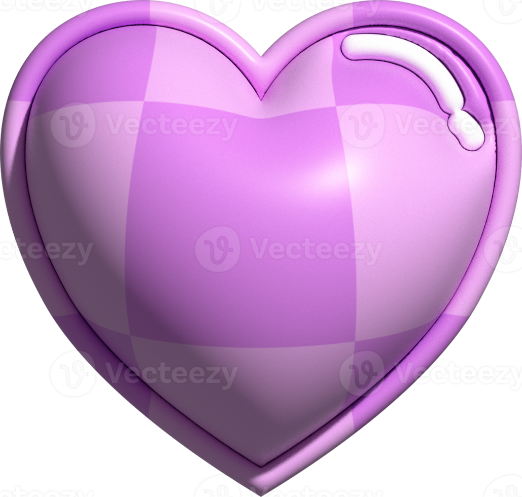 aesthetic cute 3d checkers checkerboard heart shape png