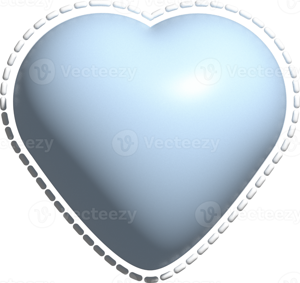 cute 3D pastel blue heart shape decoration png