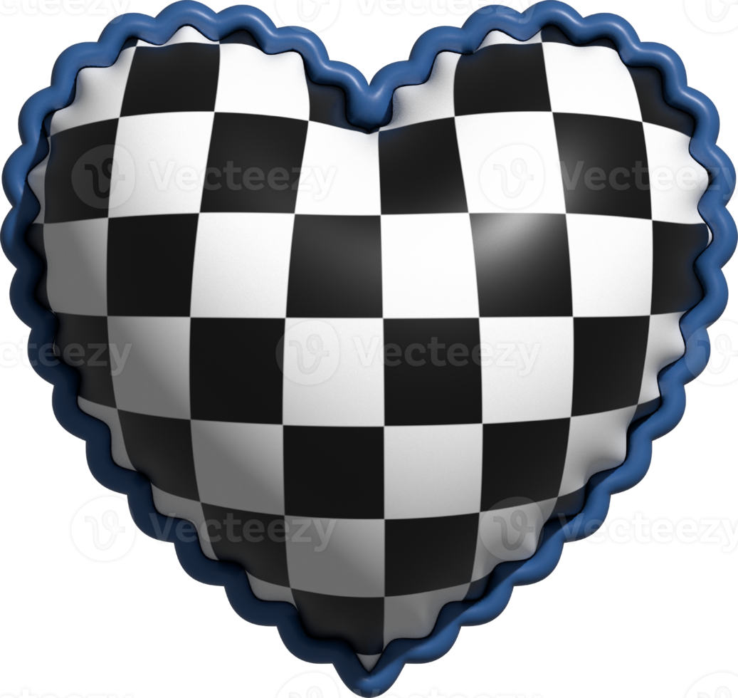 aesthetic cute 3d checkers checkerboard heart shape png