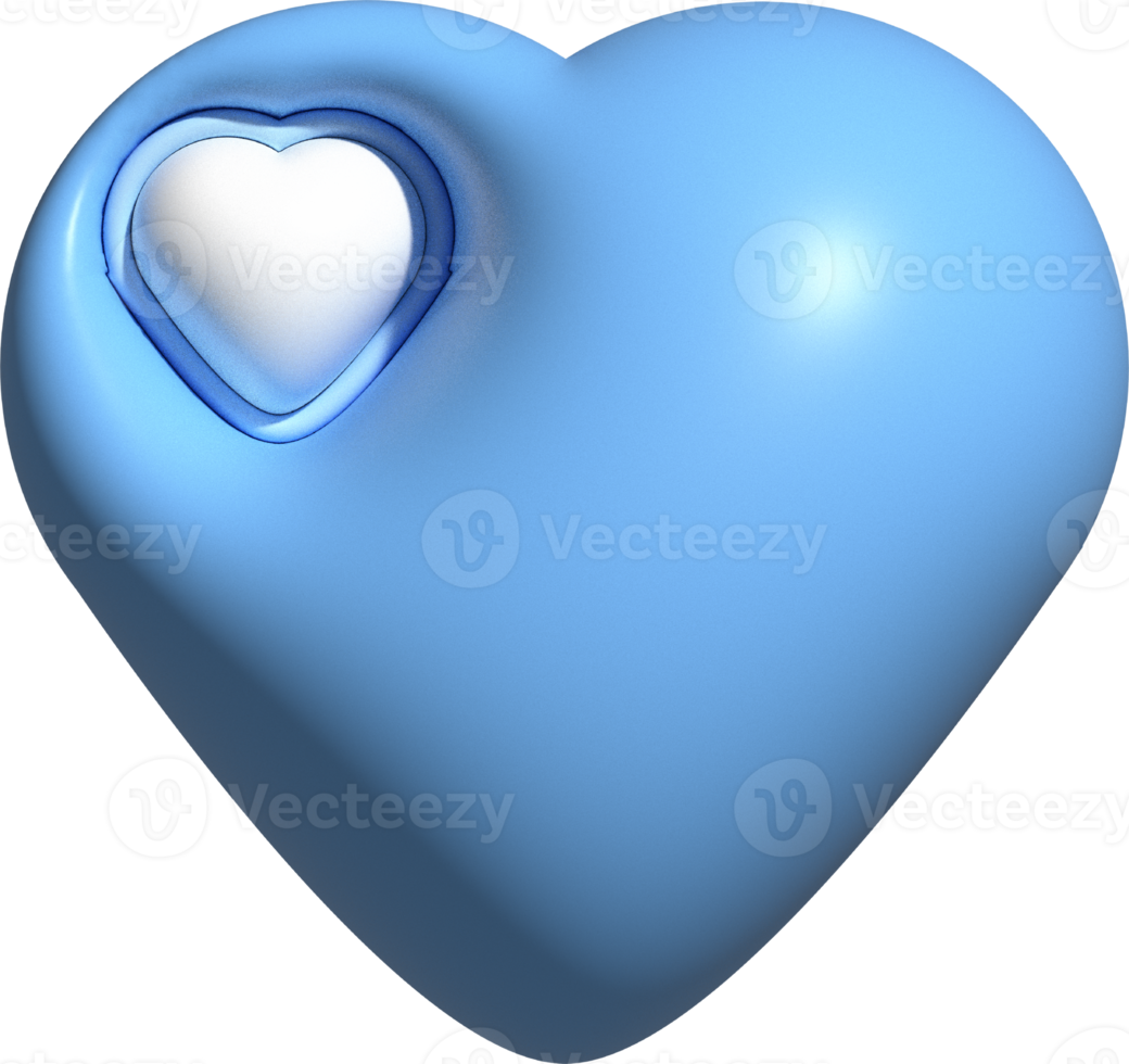 cute 3D pastel blue heart shape decoration png