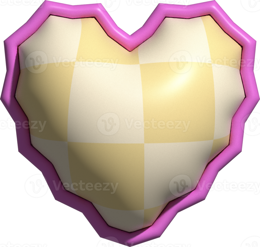 aesthetic cute 3d checkers checkerboard heart shape png