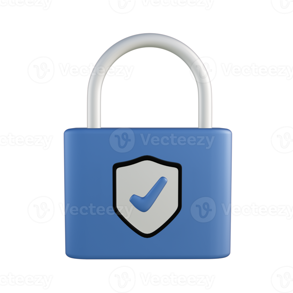 Padlock 3d blue icon, suitable for additional elements in template, poster and banner designs png