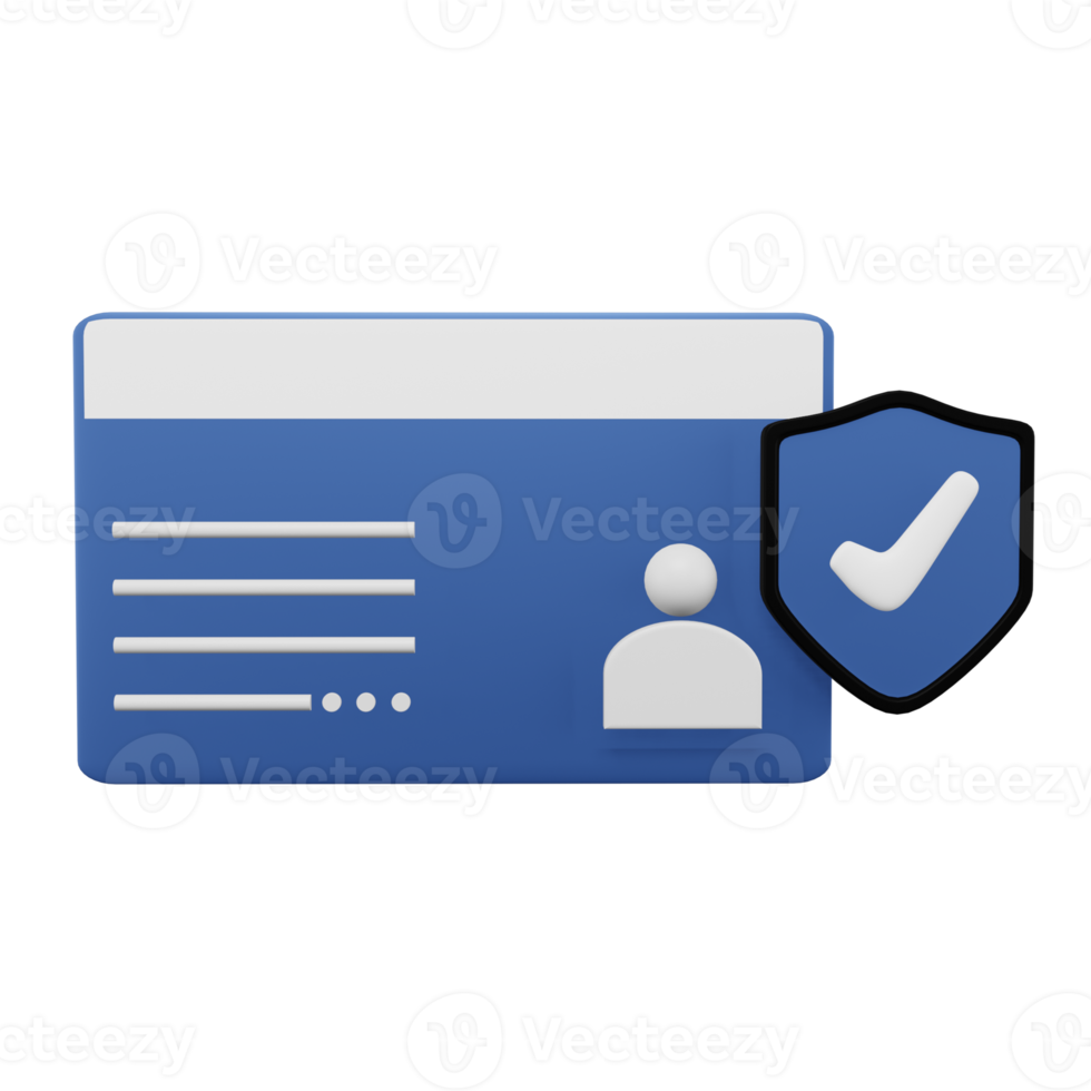 Name card Security 3d icon, suitable for additional elements in the design of templates, posters and banners png