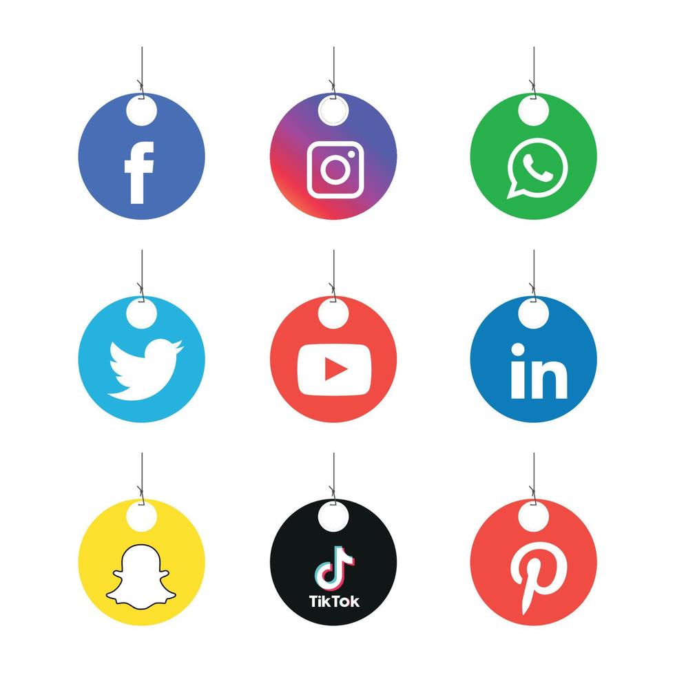 Social media icons set Logo Vector Illustrator