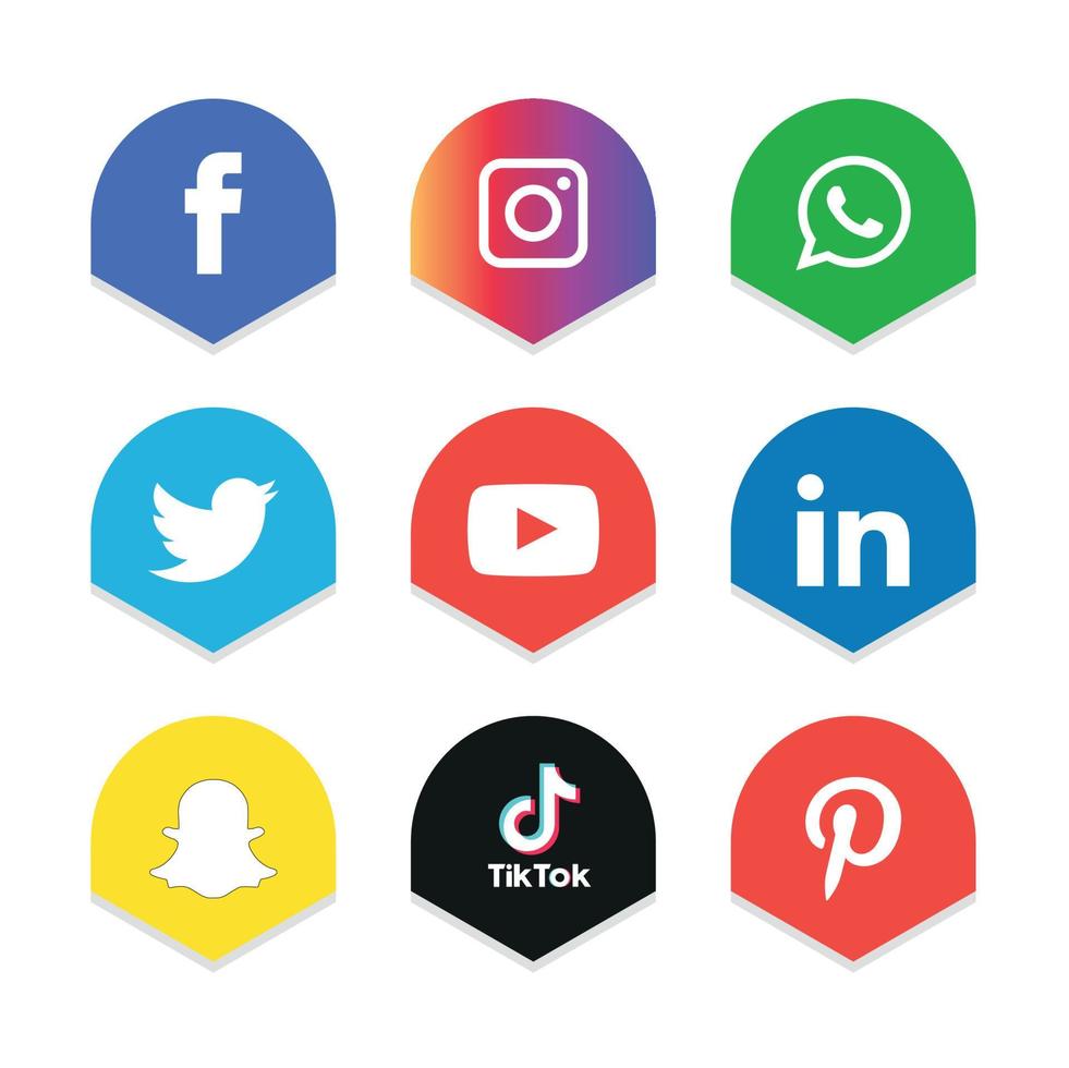 iconos de redes sociales establecer logo vector ilustrador