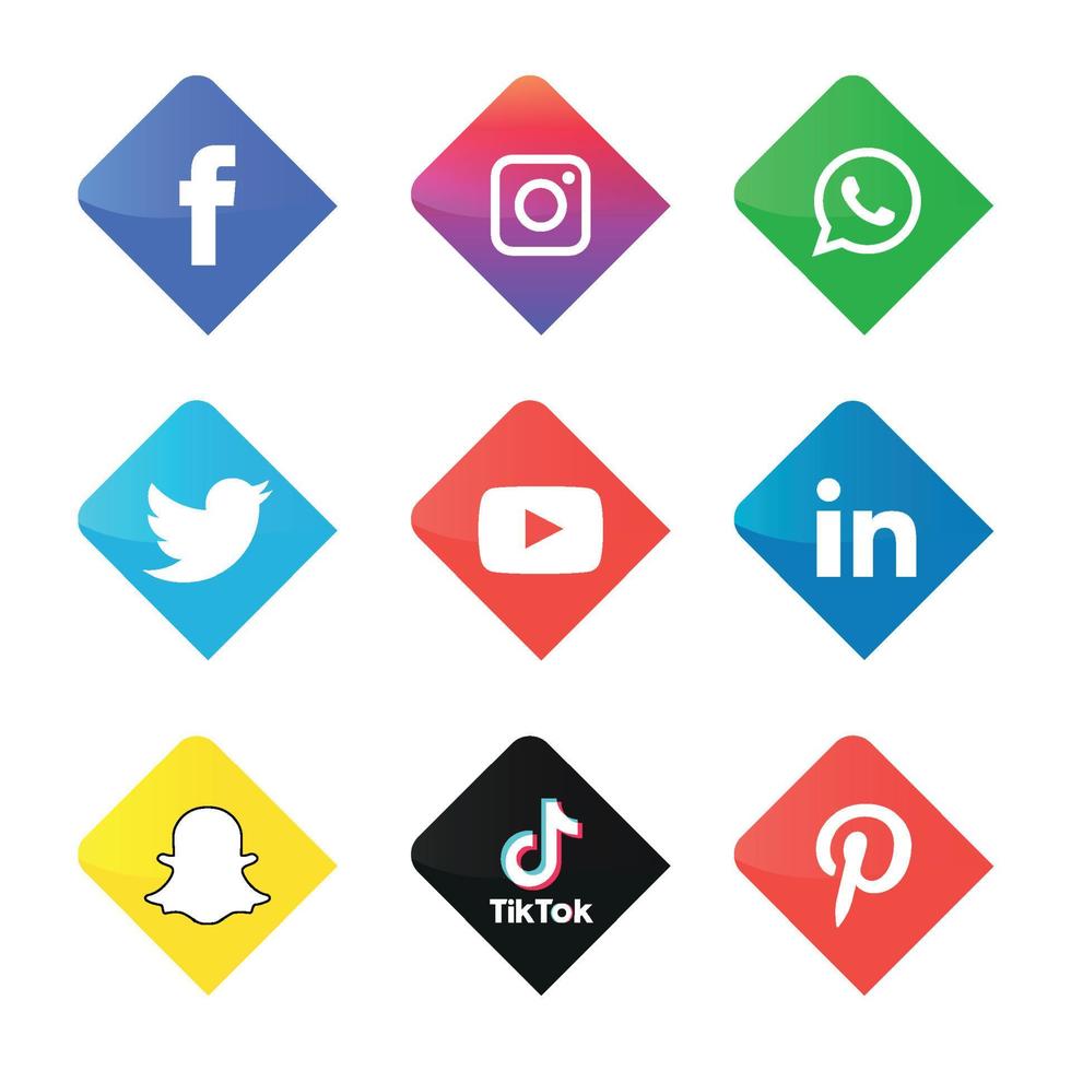 iconos de redes sociales establecer logo vector ilustrador