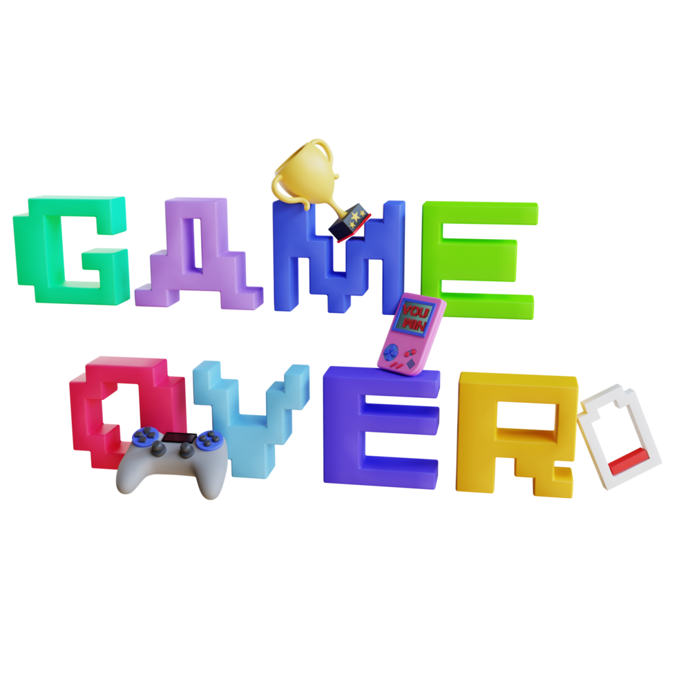 3d render game over text png