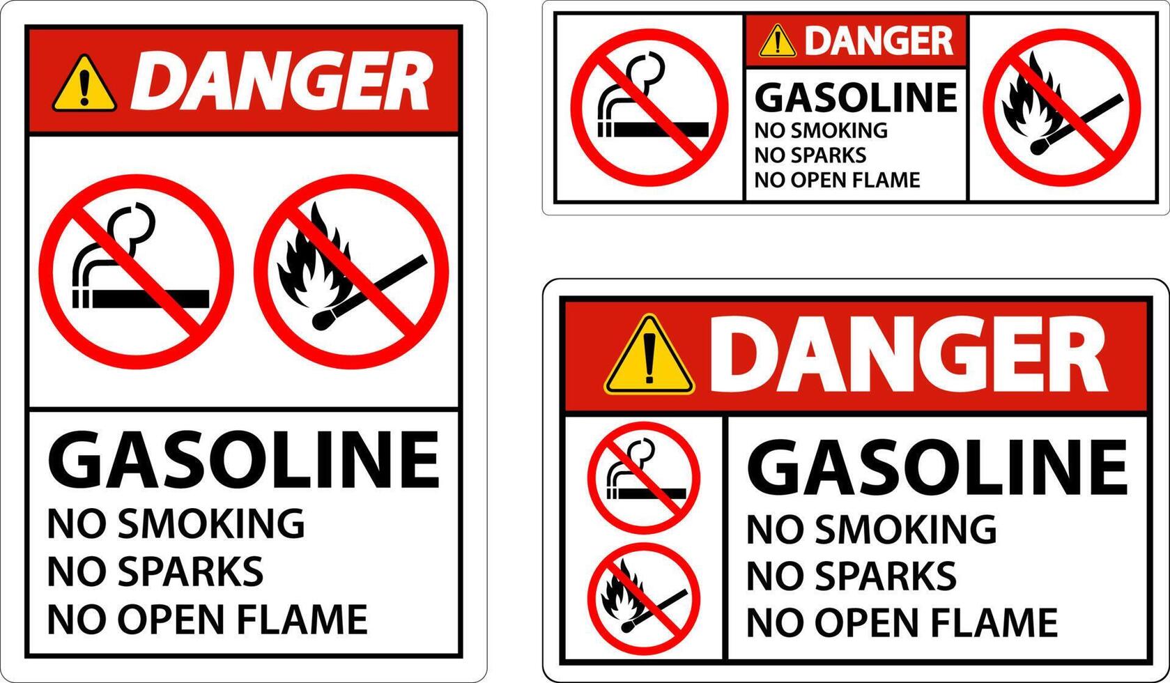 Danger Gasoline No Smoking Sparks Or Open Flames Sign vector