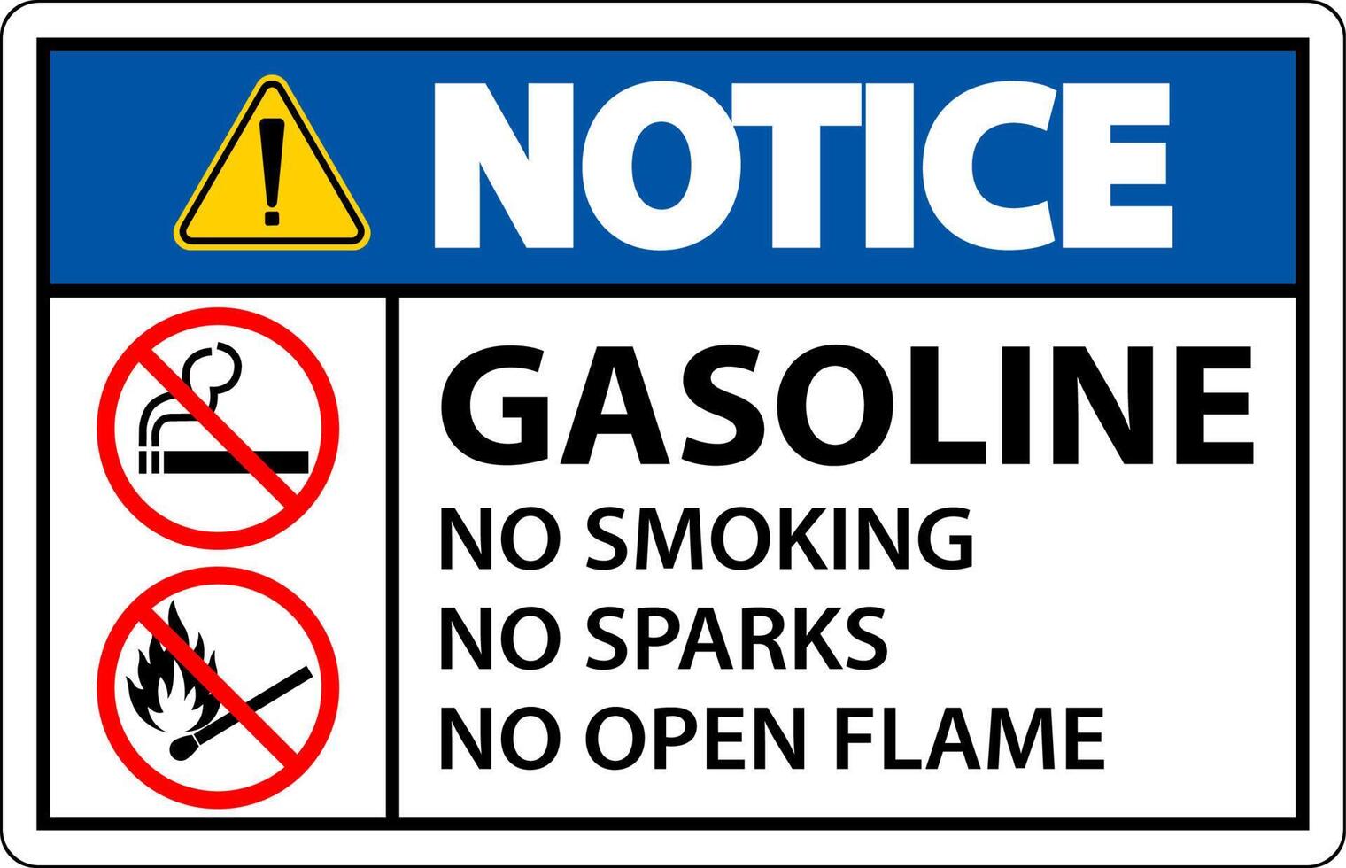 Notice Gasoline No Smoking Sparks Or Open Flames Sign 13361394 Vector