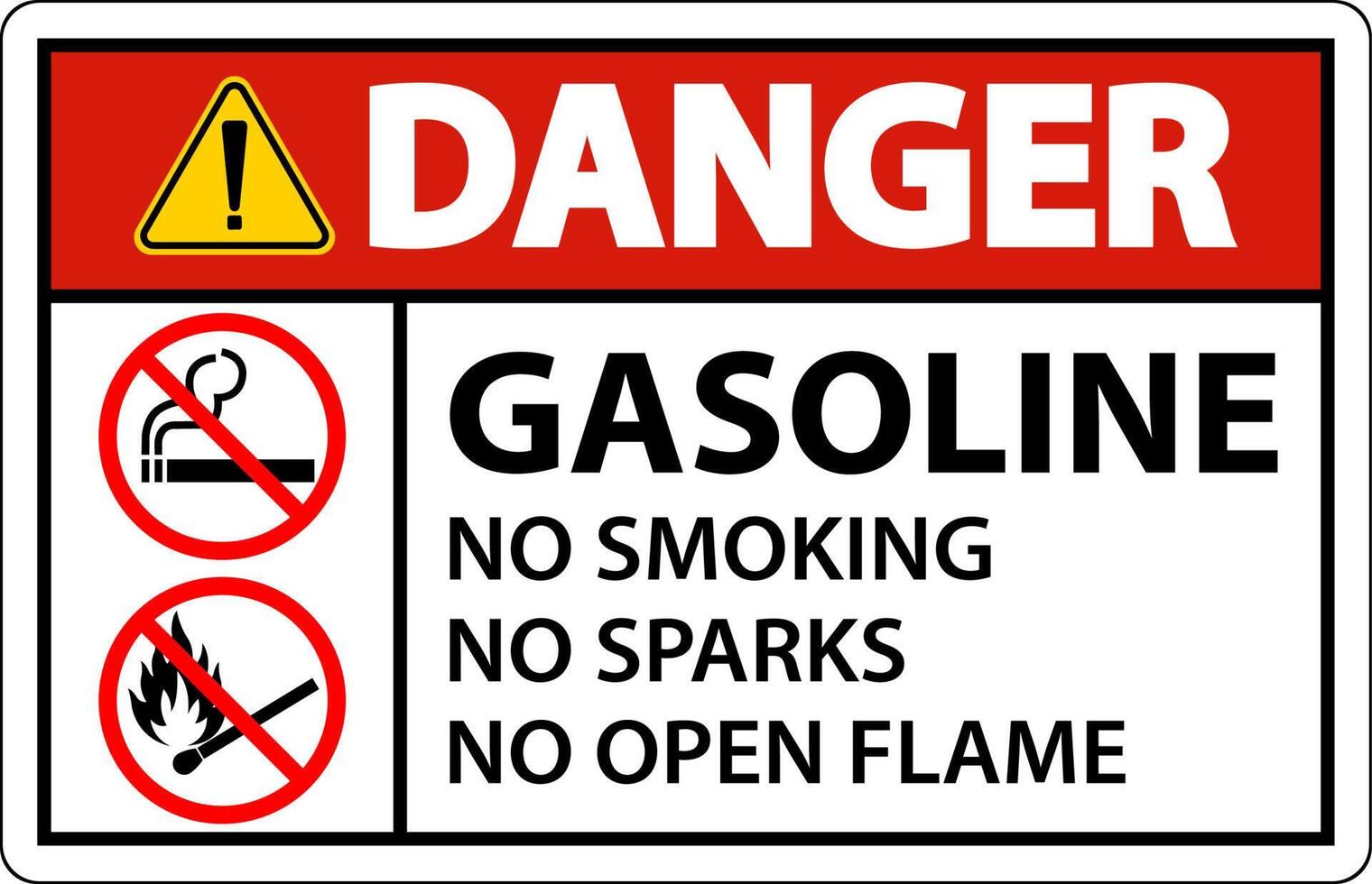 Danger Gasoline No Smoking Sparks Or Open Flames Sign vector