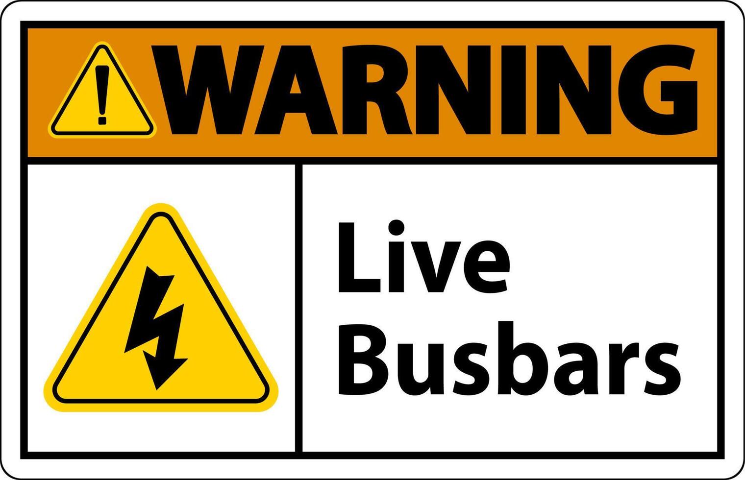 Warning Live Busbars Sign On White Background vector