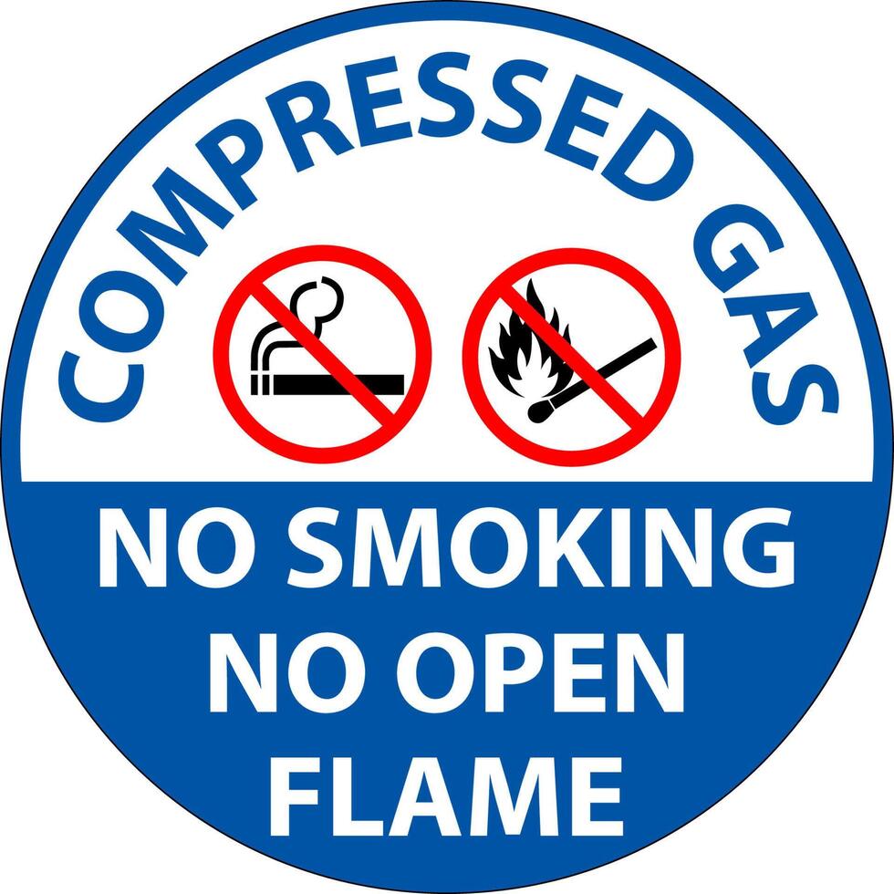 Compressed Gas No Smoking No Open Flame Floor Sign vector