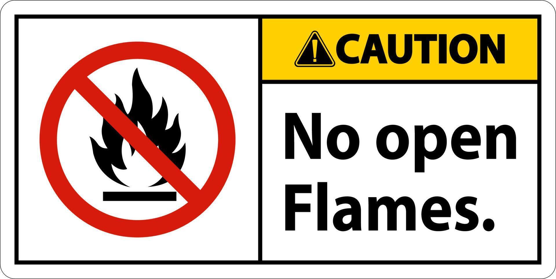 Caution No Open Flames Label Sign On White Background 13361410 Vector Art at Vecteezy