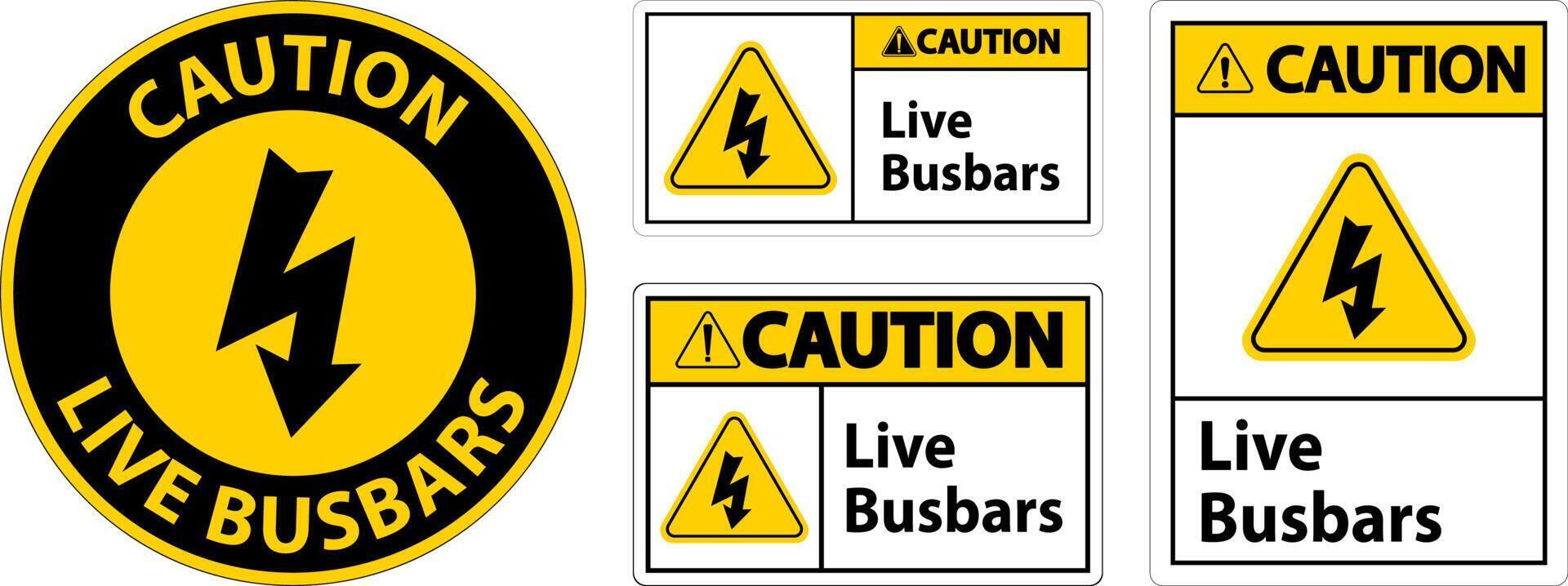 Caution Live Busbars Sign On White Background vector
