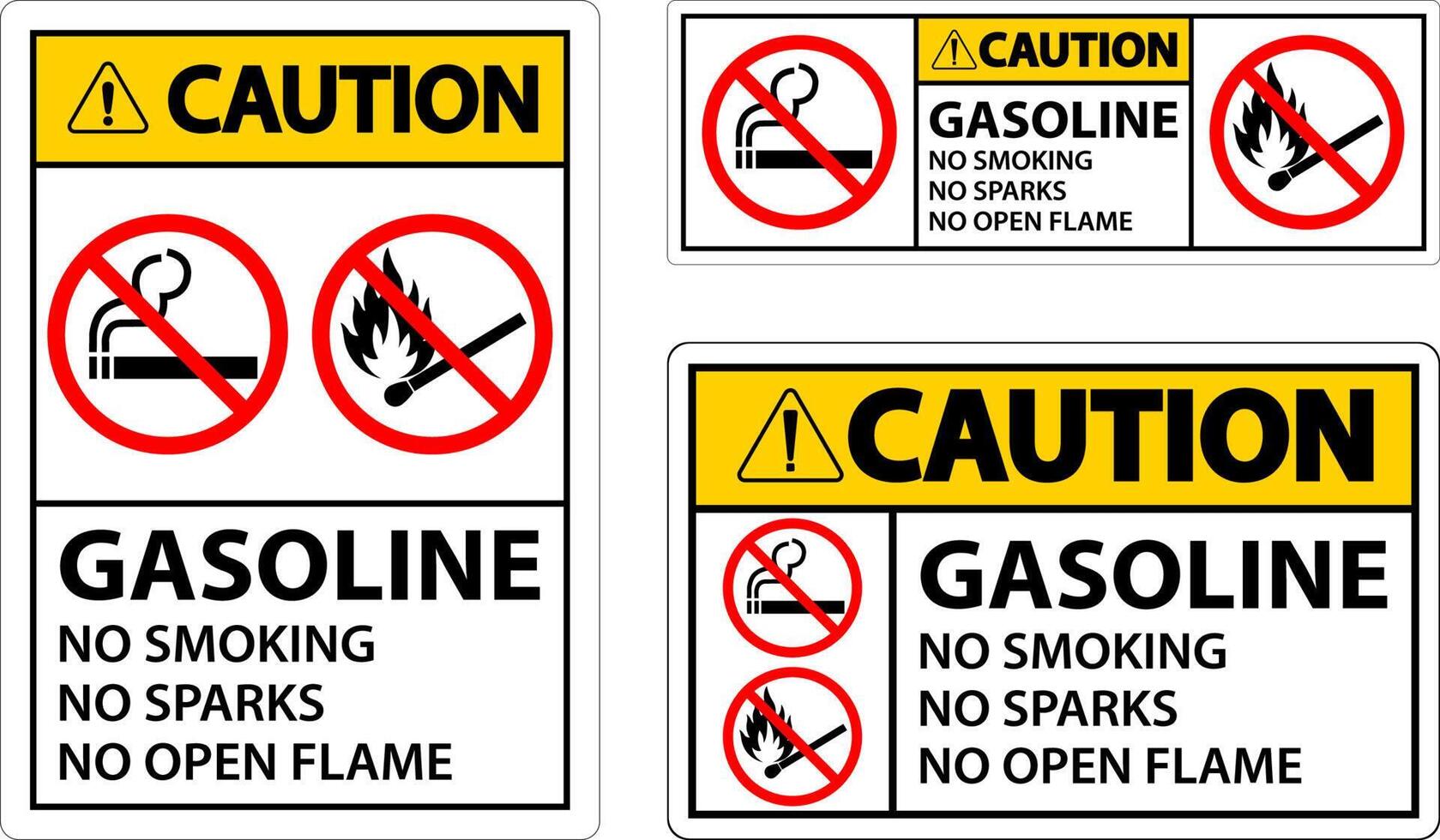 Caution Gasoline No Smoking Sparks Or Open Flames Sign vector