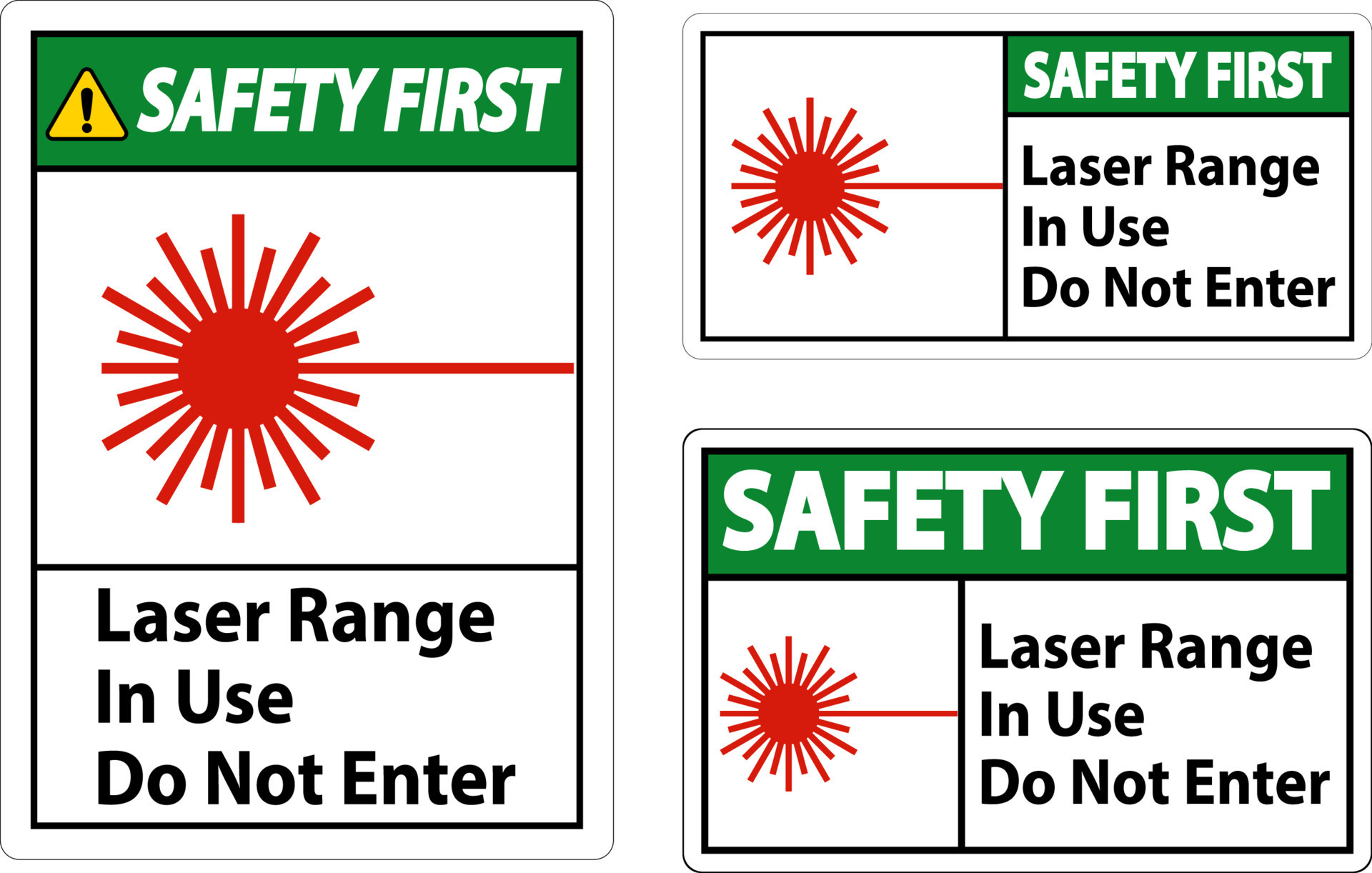 Safety First Laser Range In Use Do Not Enter Sign 13361433 Vector Art
