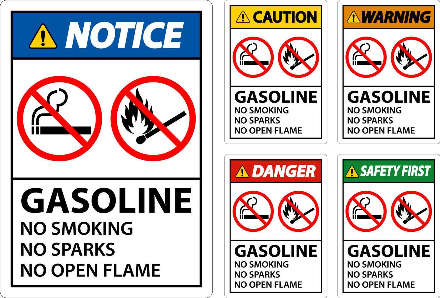 Gasoline No Smoking Sparks Or Open Flames Sign vector