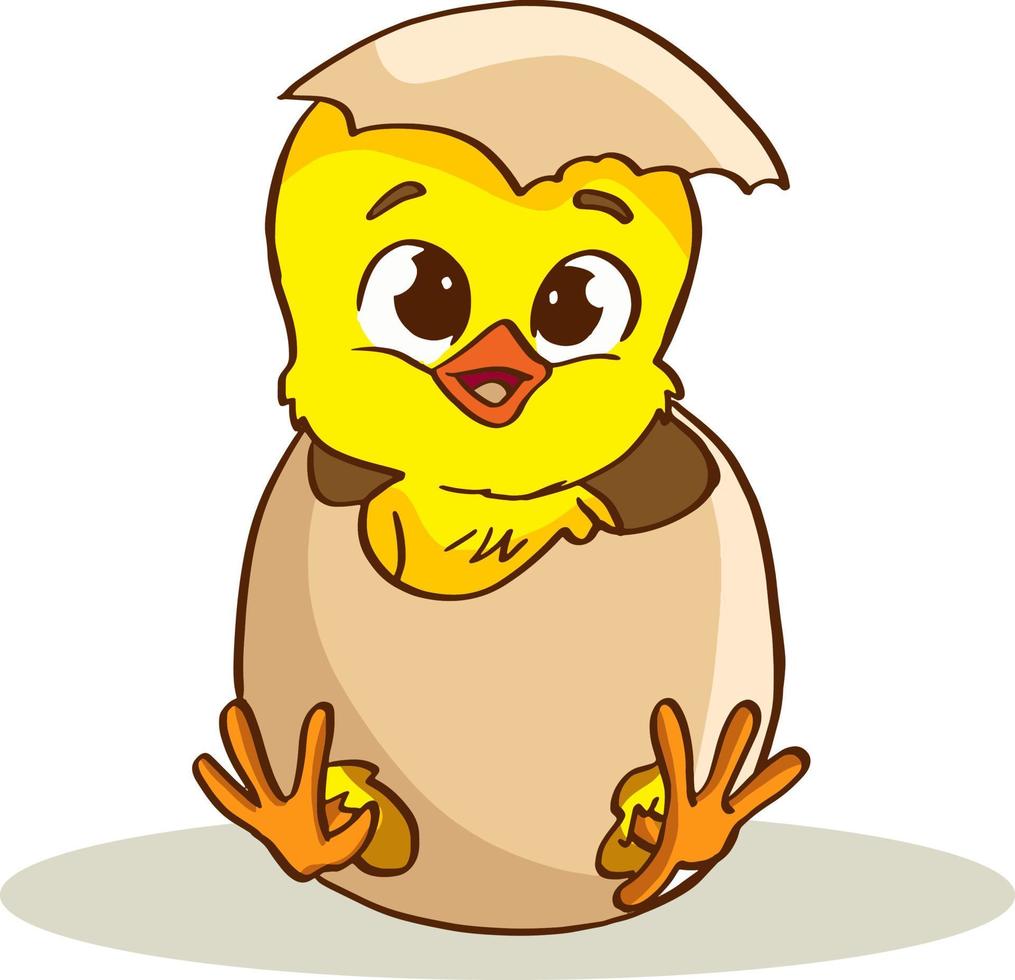 Cute little cartoon chick hatched from an egg isolated on a white background vector
