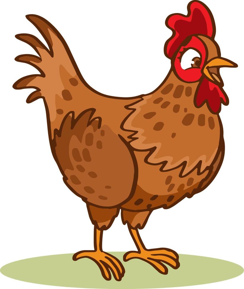 linda ilustración de dibujos animados de animales de gallina vector