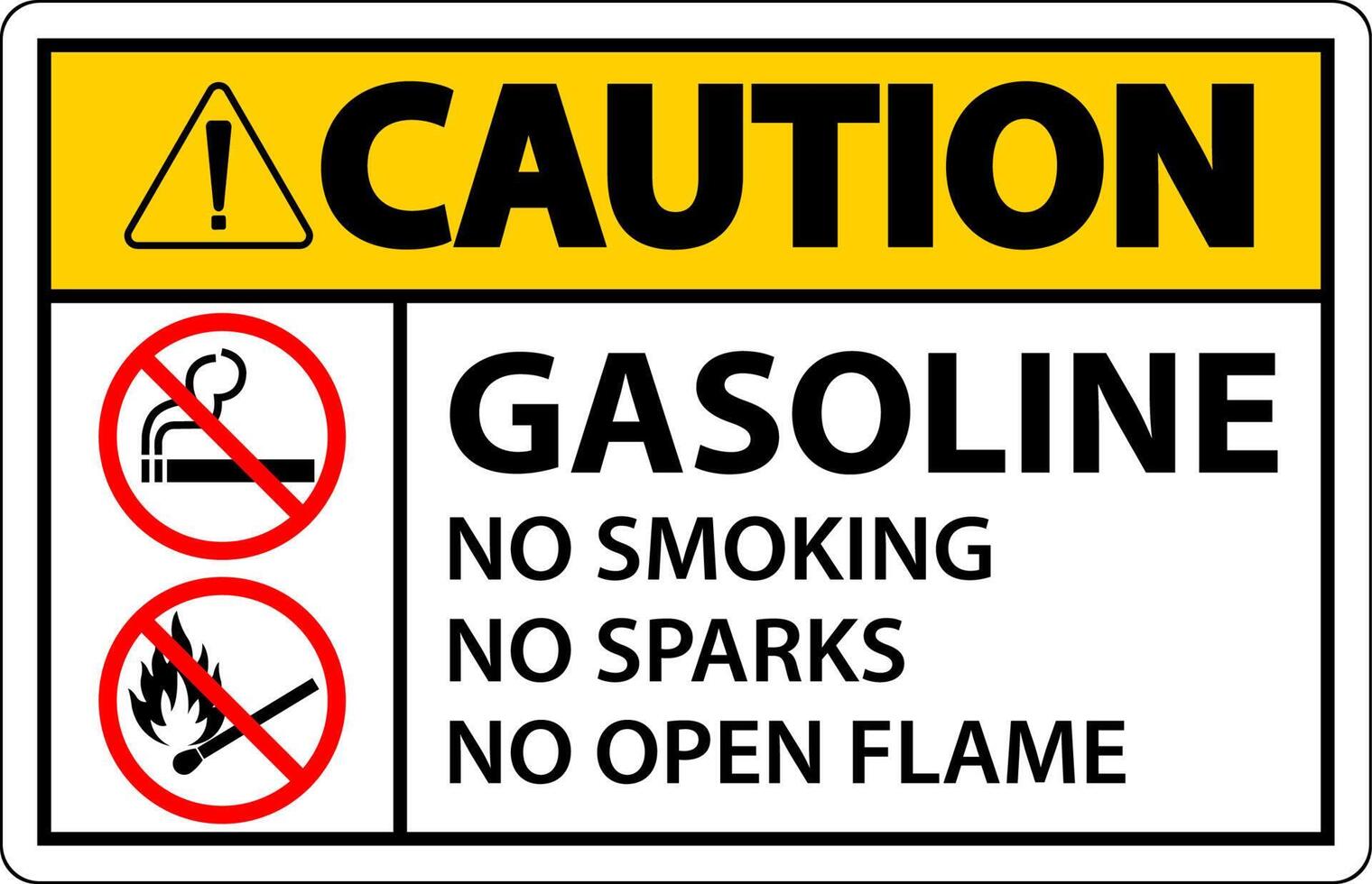 Caution Gasoline No Smoking Sparks Or Open Flames Sign vector